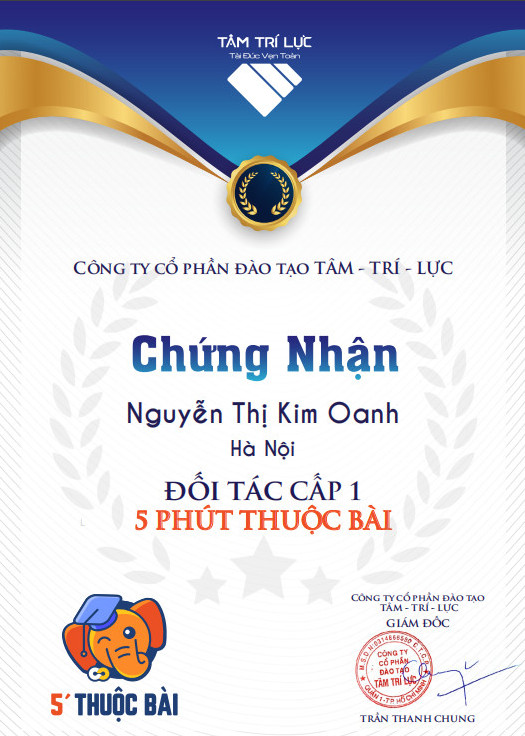 chứng nhận đối tác 5 phút thuộc bài